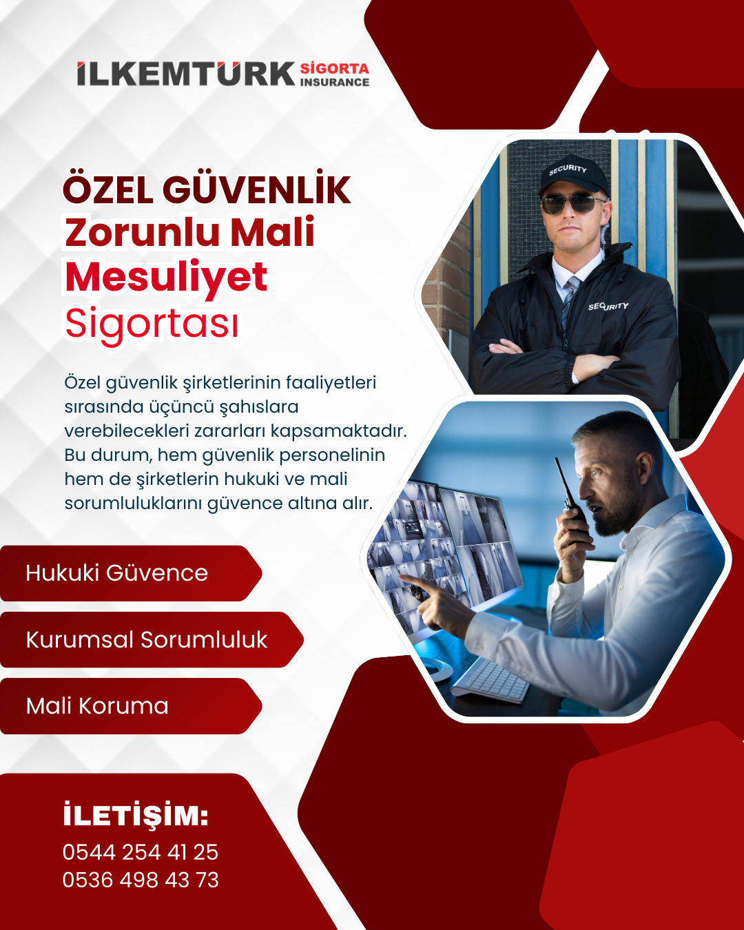 Özel güvenlik zorunlu mali mesuliyet sigortası, görev sırasında üçüncü şahıslara verilen bedeni ve maddi zararları poliçe limitleri dahilinde güvenceye alır