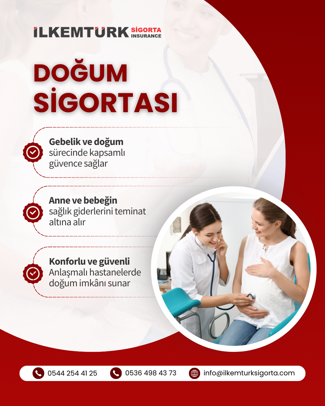 Doğum sigortası, gebelik kontrolleri ve doğum masraflarını poliçe şartlarına göre karşılayarak anne ve bebeğe güvence sağlar